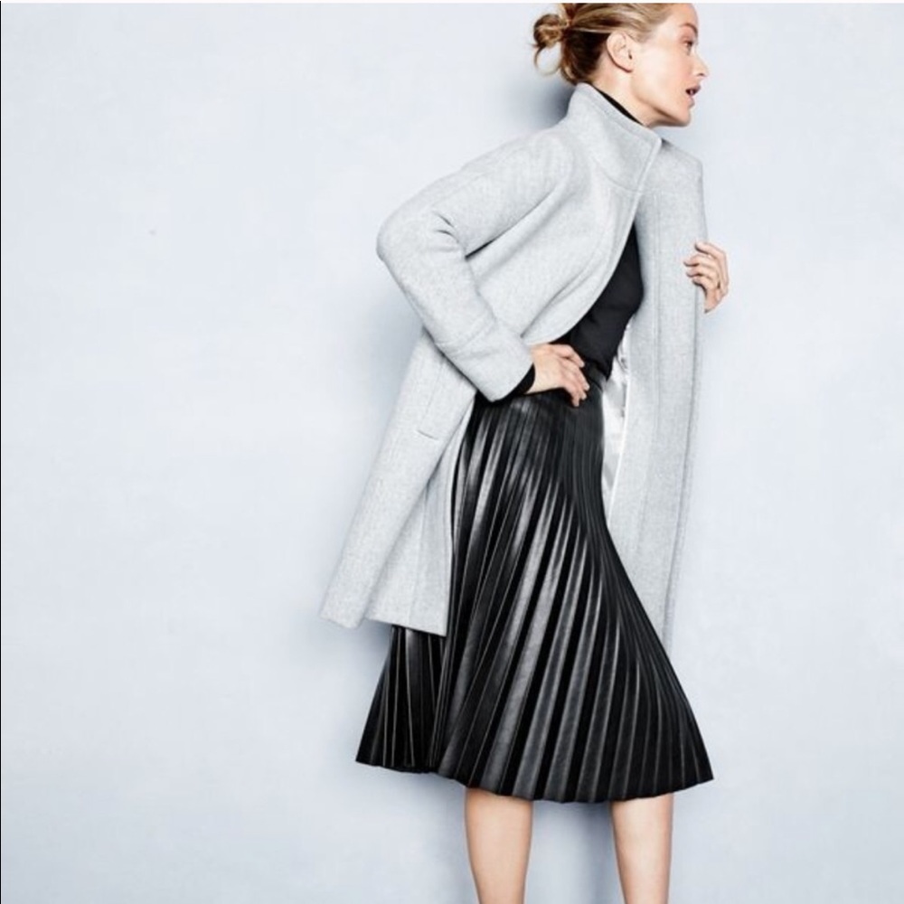NWT J. Crew Faux Leather Pleated Midi Skirt Black